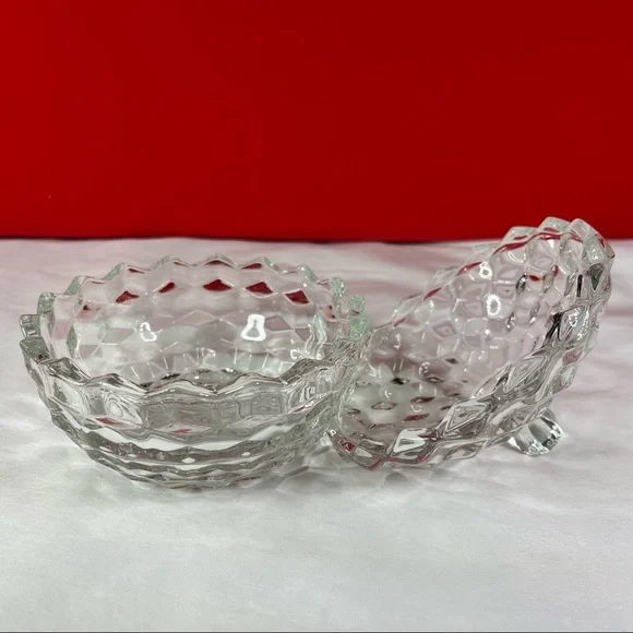 VINTAGE CLEAR FOSTORIA AMERICAN GLASS COVERED CANDY DISH BOWL - Picture 3 of 8